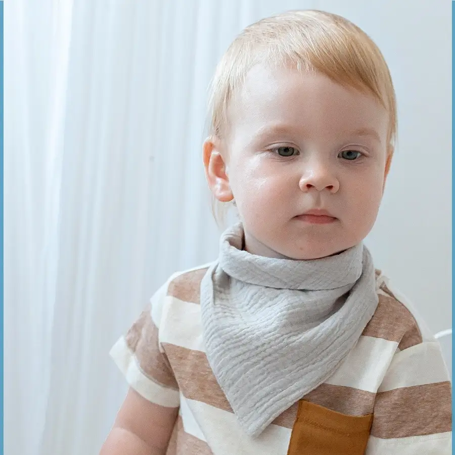 Lot de 5 bavoirs bandana pour bébé garçon 100% coton - Amya