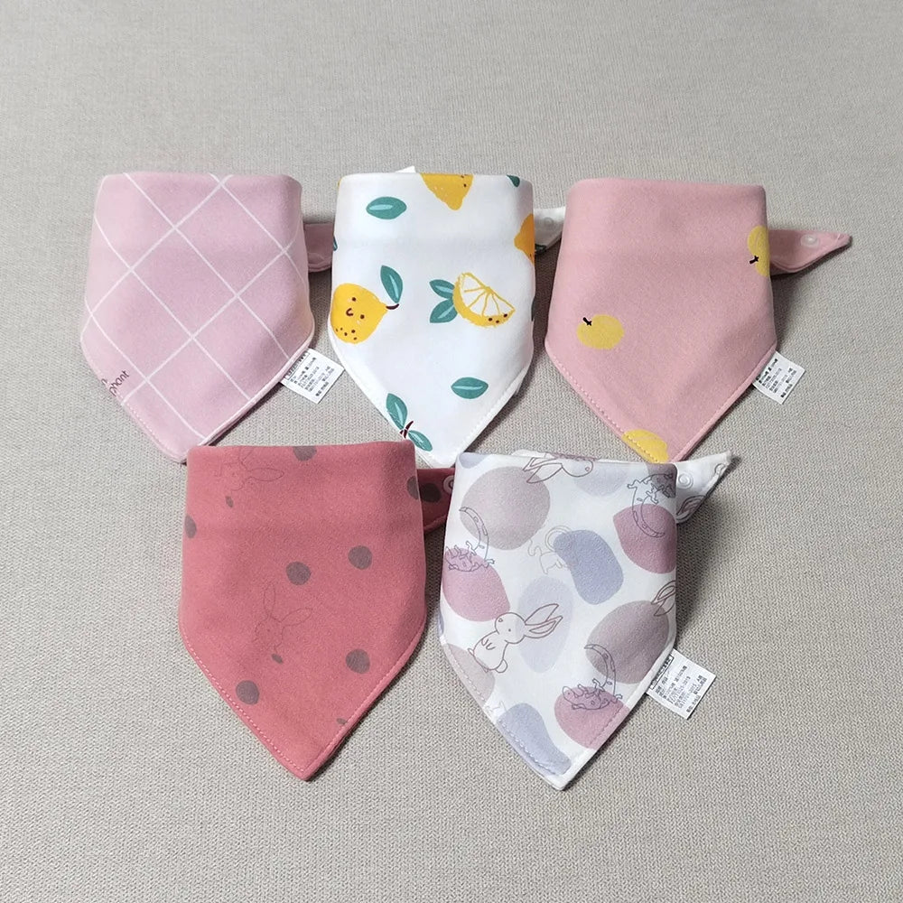 Lot de 5 bavoirs bandana pour bébé garçon 100% coton - Amya