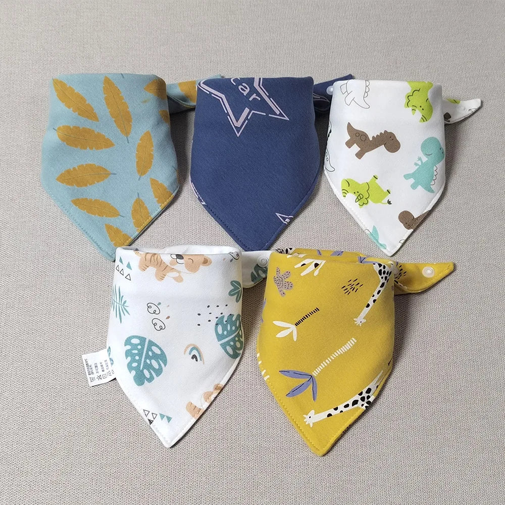 Lot de 5 bavoirs bandana pour bébé garçon 100% coton - Amya