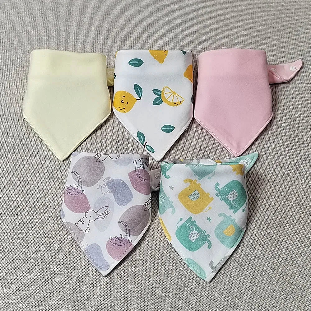 Lot de 5 bavoirs bandana pour bébé garçon 100% coton - Amya