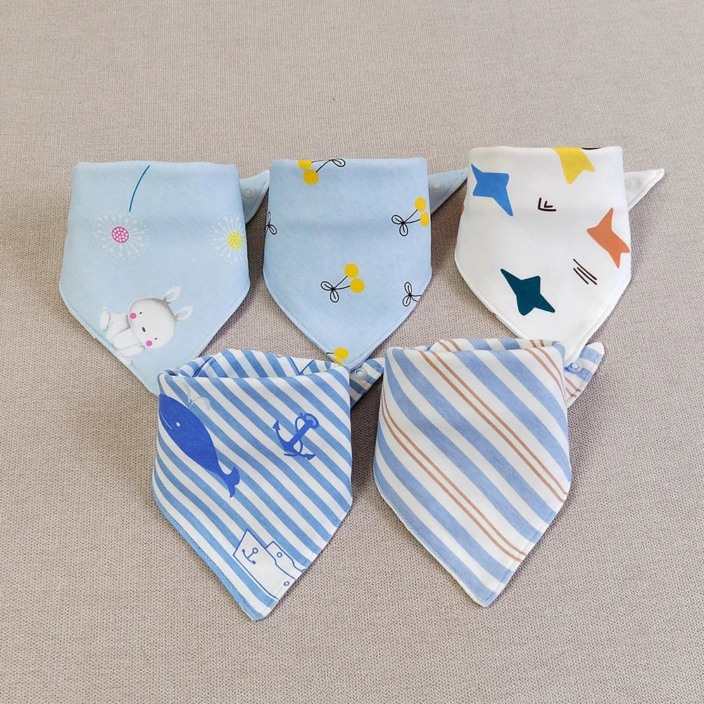 Lot de 5 bavoirs bandana pour bébé garçon 100% coton - Amya