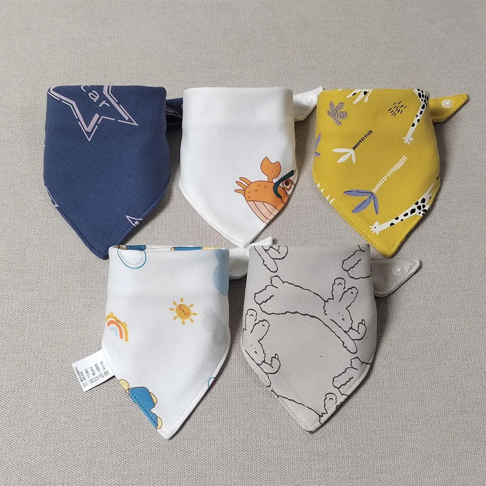 Lot de 5 bavoirs bandana pour bébé garçon 100% coton - Amya