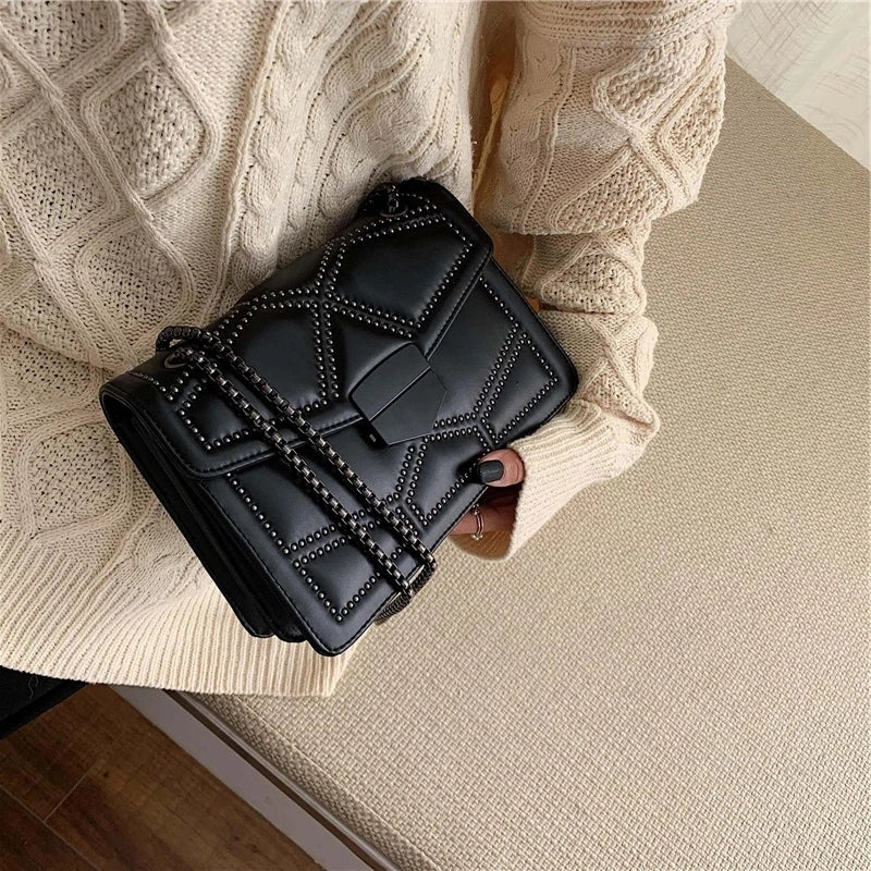 Petit sac bandoulière noir carré femme - Doline