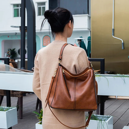 Sac à main à bandoulière en cuir noir femme - DIDA