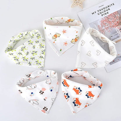 Lot de 5 bavoirs bandana rose bébé en coton - Amya