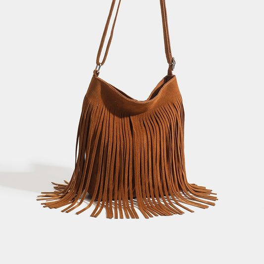 Sac à bandoulière vintage en daim femme - Tassel