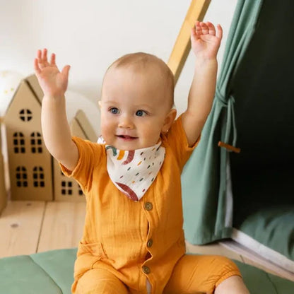 5 bavoirs bandana bébé vert en coton - Amya