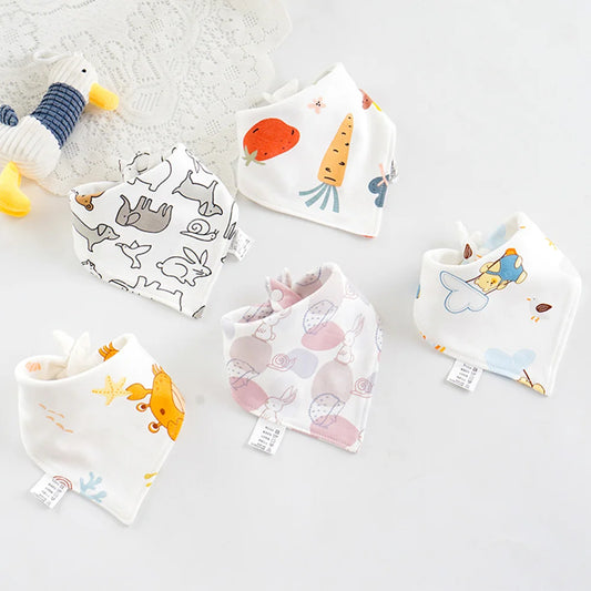 Lot de 5 bavoirs bandana pour bébé garçon 100% coton - Amya