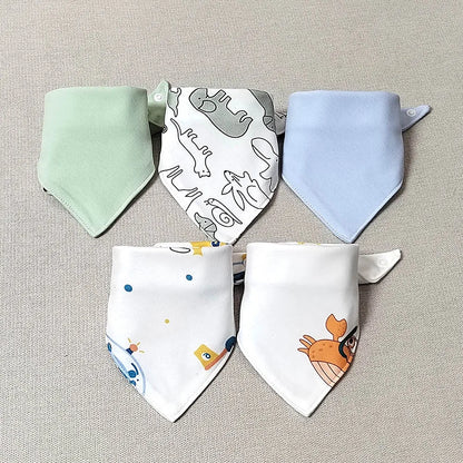 5 bavoirs bandana bébé vert en coton - Amya