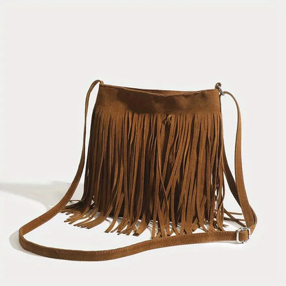 Sac à bandoulière vintage en daim femme - Tassel