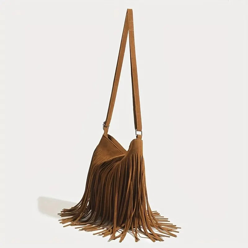 Sac à bandoulière vintage en daim femme - Tassel