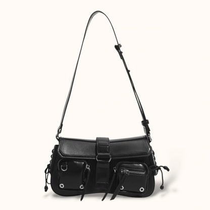 Sac bandoulière noir en cuir - Messa