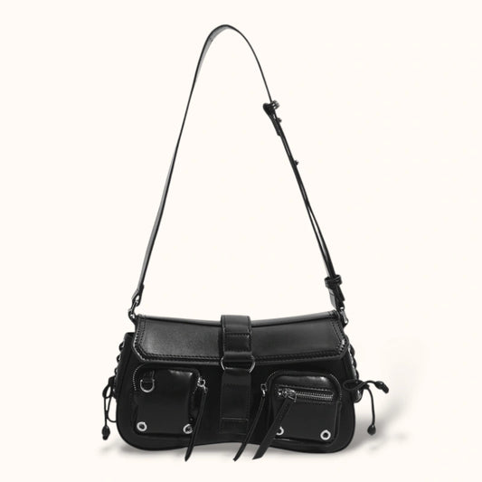 Sac bandoulière noir en cuir - Messa