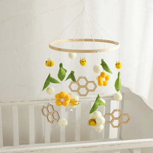 Mobile de Lit Bébé à suspendre en Bois - Fleurs et Abeilles