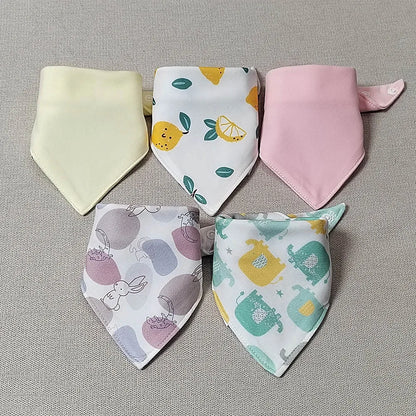 Lot de 5 bavoirs bandana rose bébé en coton - Amya