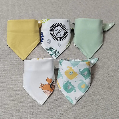 5 bavoirs bandana bébé vert en coton - Amya