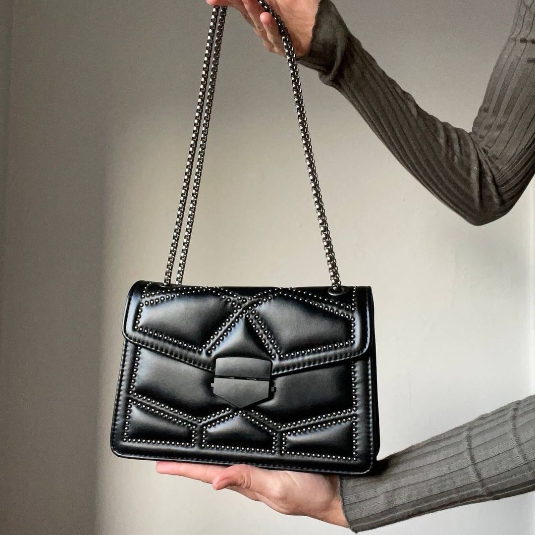 Petit sac bandoulière noir carré femme - Doline